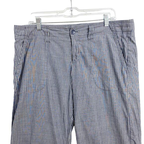 Gap Stripe Pants Womens Size 12 Gray Hip Slung Fit Flared Leg Slash Pockets - Picture 2 of 12